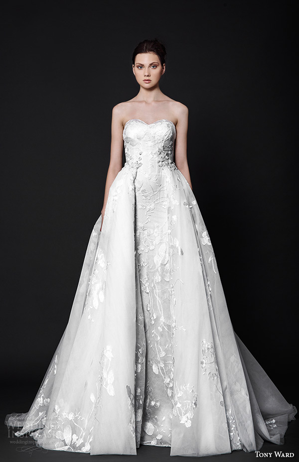 tony ward 2016 bridal strapless sweetheart neckline overlay skirt a line wedding dress penelope