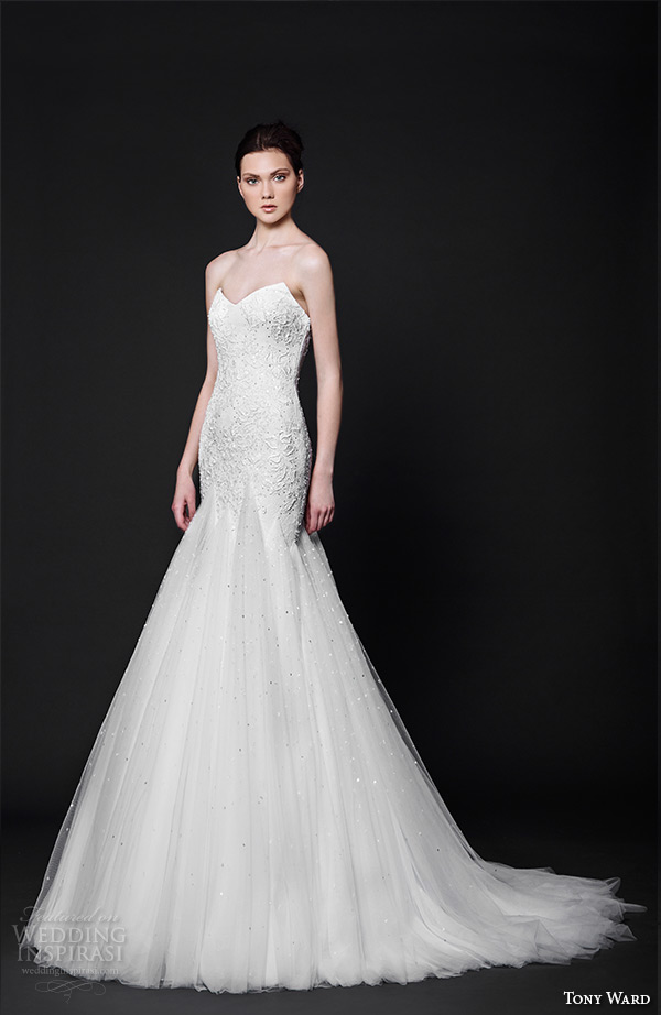 tony ward 2016 bridal sweetheart neckline strapless fit to flare mermaid wedding dress topaze