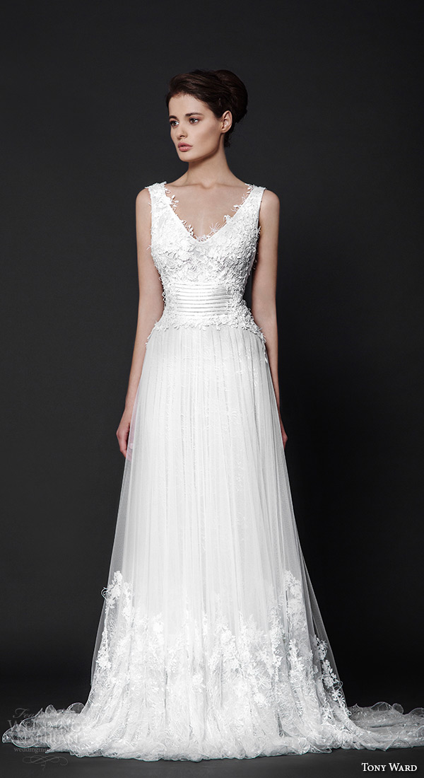 tony ward 2016 bridal v neck sleeveless modified a line wedding dress valentine