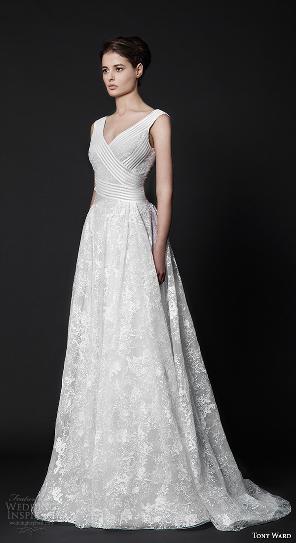 tony ward 2016 bridal v neckline modfied a line wedding dress dahlia