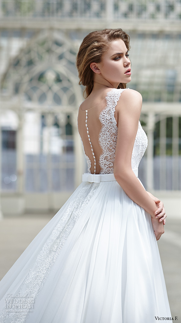 victoria f 2016 bridal sleeveless low cut illusion back a line wedding dress