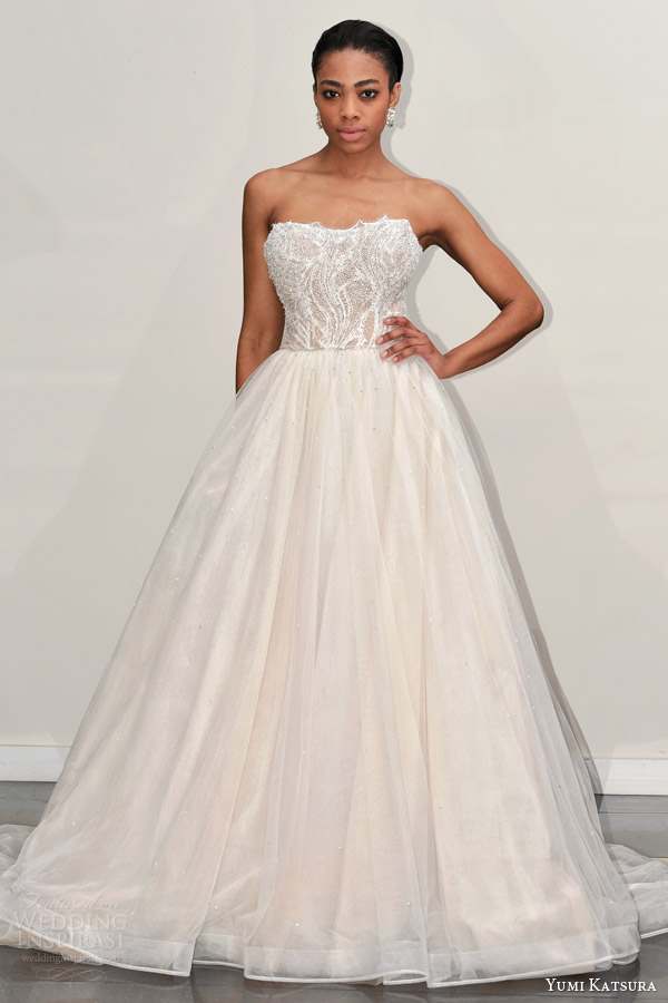 yumi katsura s2016 bridal strapless semi sweetheart neckline beaded bodice champagne color wedding ball gown dress bacara runway front yumi katsura s2016 bridal strapless semi sweetheart neckline beaded bodice champagne color wedding ball gown dress bacara runway front