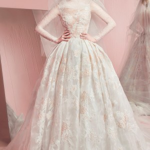 zuhair murad spring summer 2016 bridal long sleeves lace bateau