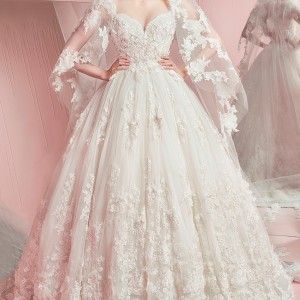 zuhair murad spring summer 2016 bridal strapless sweetheart neckline lace embroidery romantic white wedding ball gown dress with veil pam