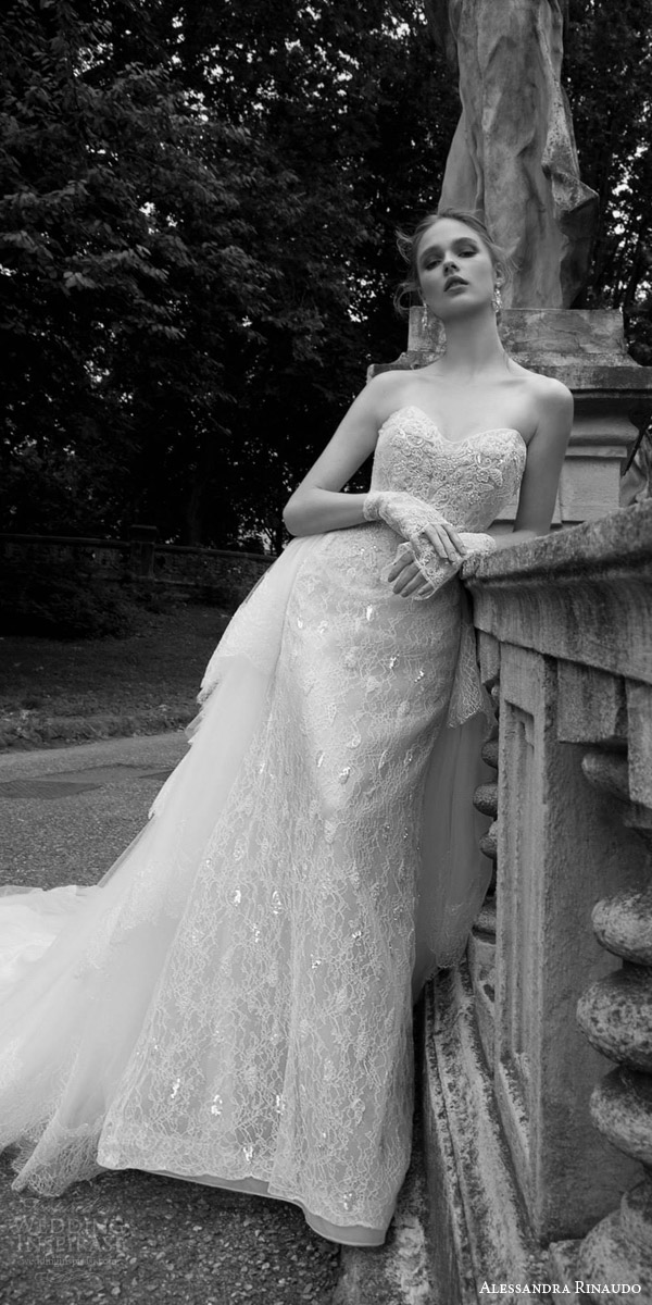 alessandra rinaudo 2016 bridal tasha strapless sweetheart lace wedding dress tulle train