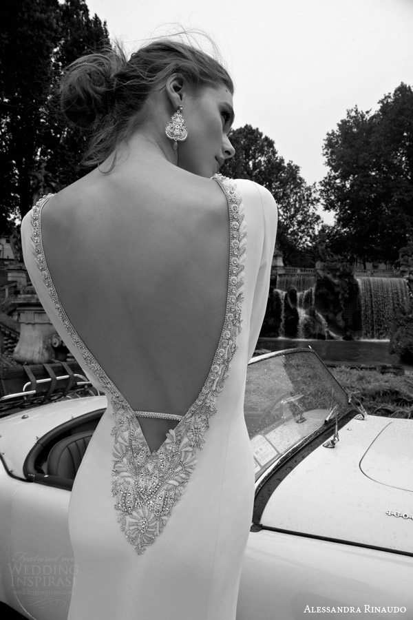 alessandra rinaudo bridal 2016 tecla long sleeve wedding dress beaded plunging v back view close up detail