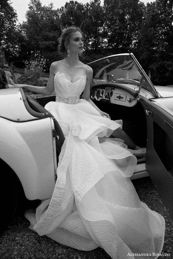 alessandra rinaudo bridal 2016 thais strapless crumb catcher neckline high to low wedding dress