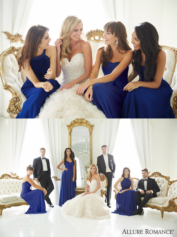 allure romance fall 2015 bridal party wedding dress style 2859 bridesmaid gowns in royal blue