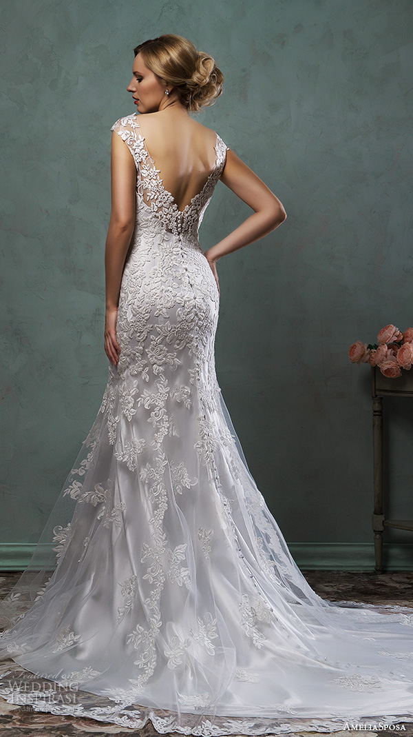 amelia sposa 2016 wedding dresses cap sleeves v neck lace embroidery gorgeous fit flare trumpet mermaid dress alba back view amelia sposa 2016 wedding dresses cap sleeves v neck lace embroidery gorgeous fit flare trumpet mermaid dress alba back view