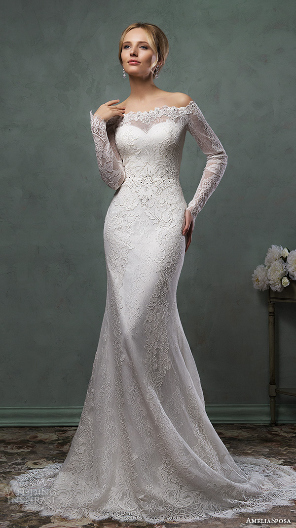 amelia sposa 2016 wedding dresses off the shoulder lace long sleeves fit to flare trumpet gorgeous mermaid dress ofelia