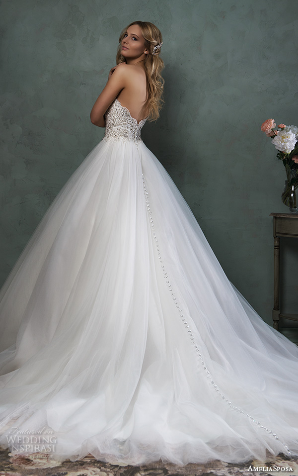 amelia sposa 2016 wedding dresses strapless scallop sweetheart neckline beaded bodice tulle romantic ball gown dress giselle back view amelia sposa 2016 wedding dresses strapless scallop sweetheart neckline beaded bodice tulle romantic ball gown dress giselle back view