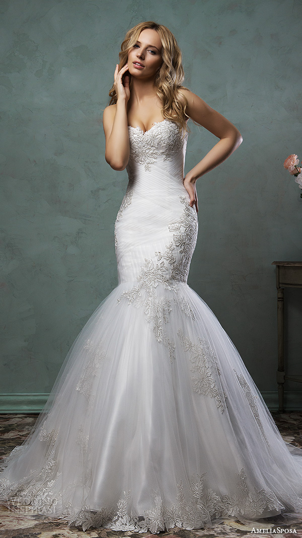 amelia sposa 2016 wedding dresses strapless sweetheart neckline embroidered bodice beautiful mermaid dress mirella