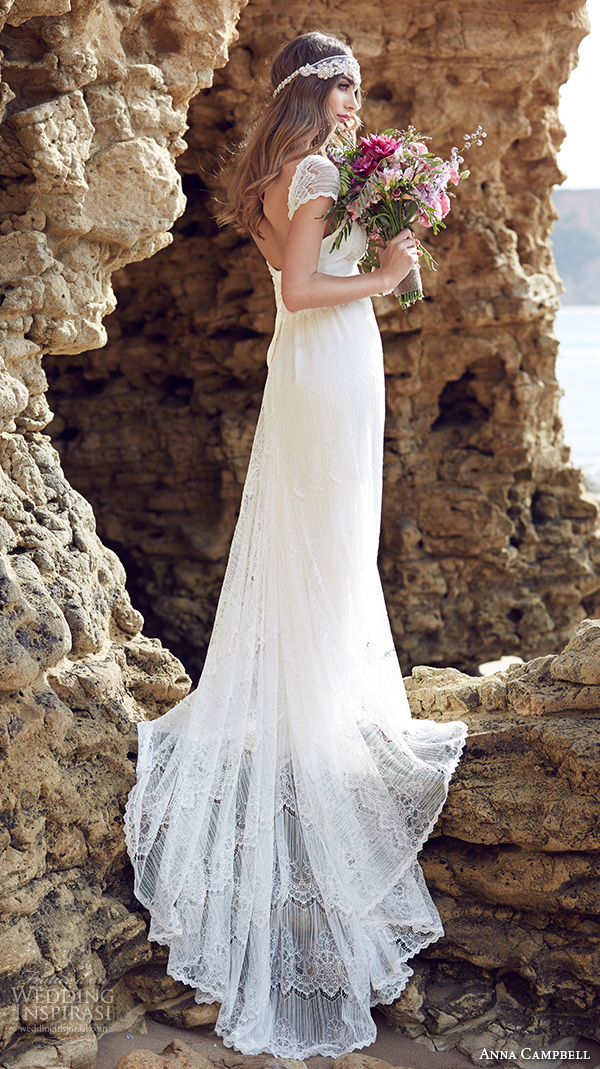 anna campbell 2015 bridal dresse lace strap sweetheart neckline romantic pretty sheath wedding dress lilly back view