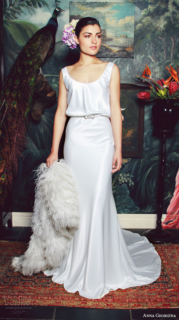 anna georgina 2015 bridal scoop neckline with straps blouson sheath wedding dress with coat elisabeth