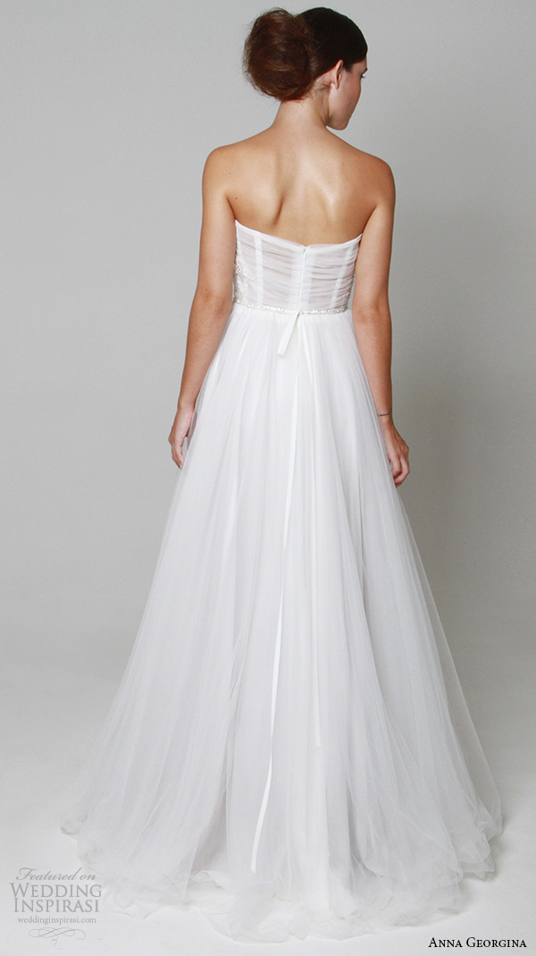 anna georgina 2015 bridal strapless semi sweetheart neckline tulle romantic a line wedding dress aphrodite back view anna georgina 2015 bridal strapless semi sweetheart neckline tulle romantic a line wedding dress aphrodite back view