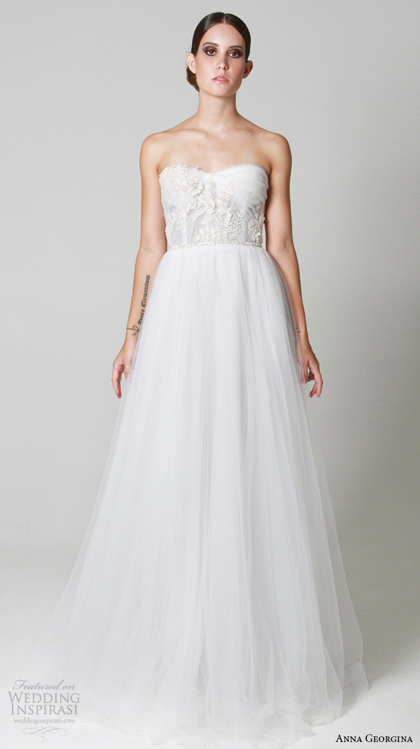 anna georgina 2015 bridal strapless semi sweetheart neckline tulle romantic a line wedding dress aphrodite