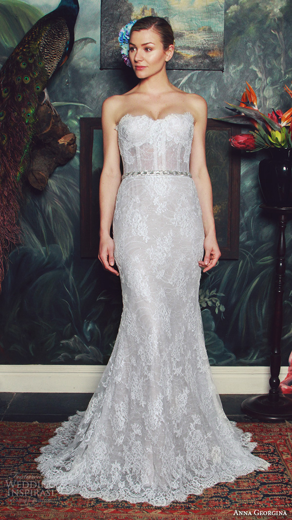 anna georgina 2015 bridal strapless straight across neckline bustier lace bodice fit to flare mermaid wedding dress isabella anna georgina 2015 bridal strapless straight across neckline bustier lace bodice fit to flare mermaid wedding dress isabella