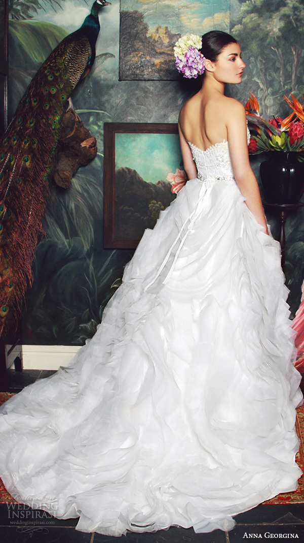 anna georgina 2015 bridal strapless sweetheart neckline beaded bodice ruffle ball gown wedding dress anke back view