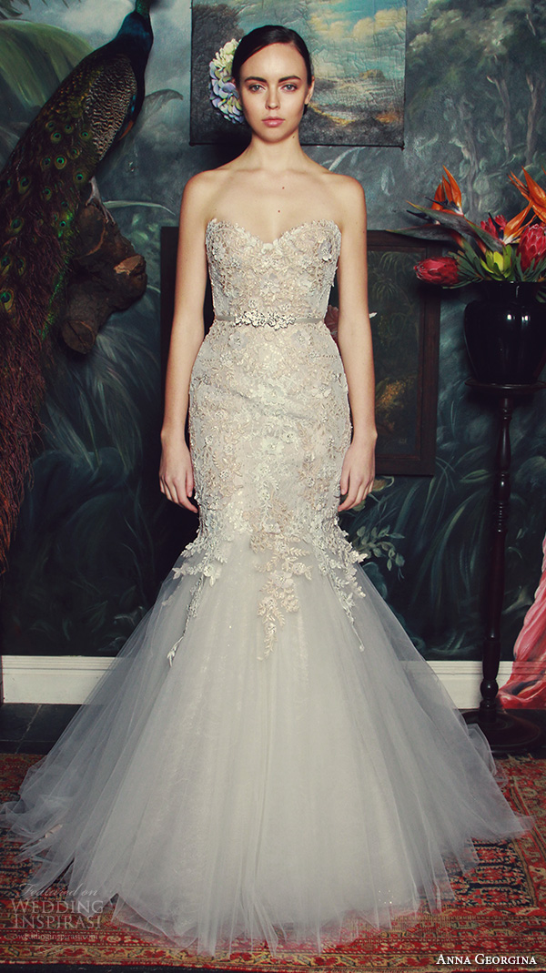 anna georgina 2015 bridal strapless sweetheart neckline embroidery bodice trumpet mermaid wedding dress daniella