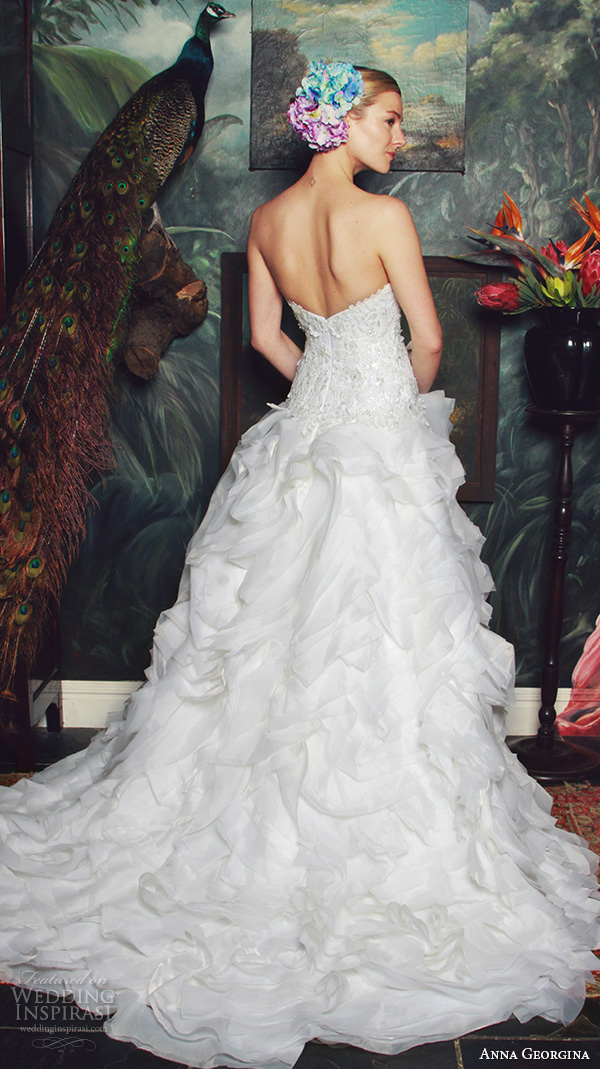 anna georgina 2015 bridal strapless sweetheart neckline ruffled a line wedding dress zane back