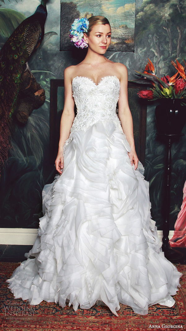 anna georgina 2015 bridal strapless sweetheart neckline ruffled a line wedding dress zane