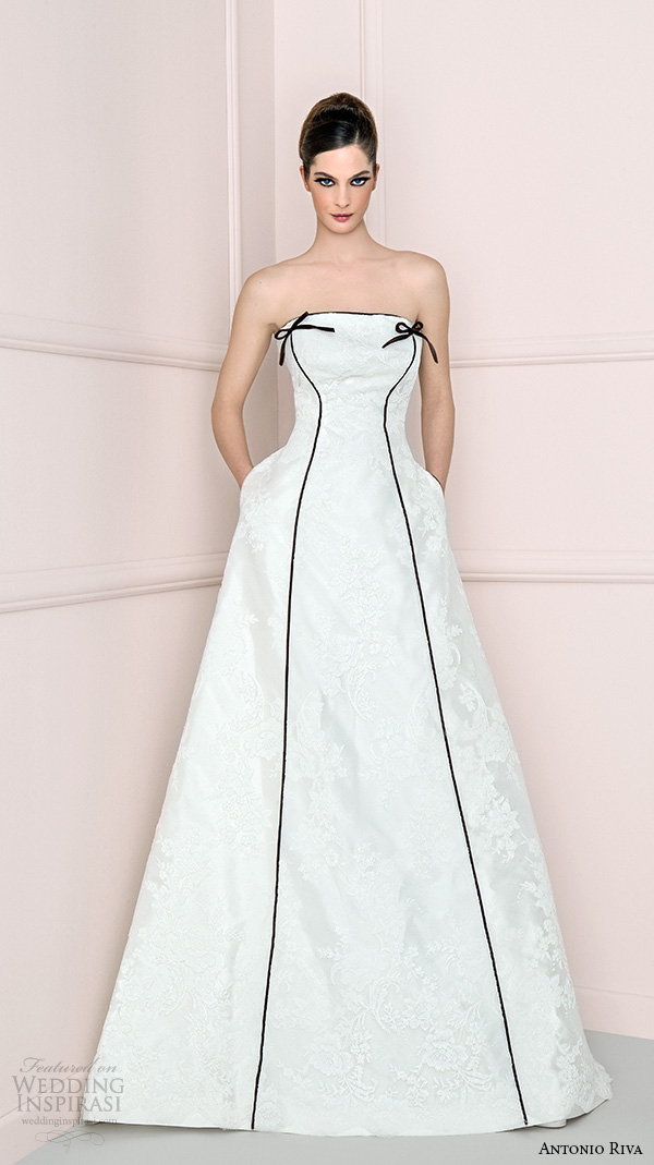 antonio riva 2016 bridal dresses strapless straight across neckline a line wedding dress with pockets dprov