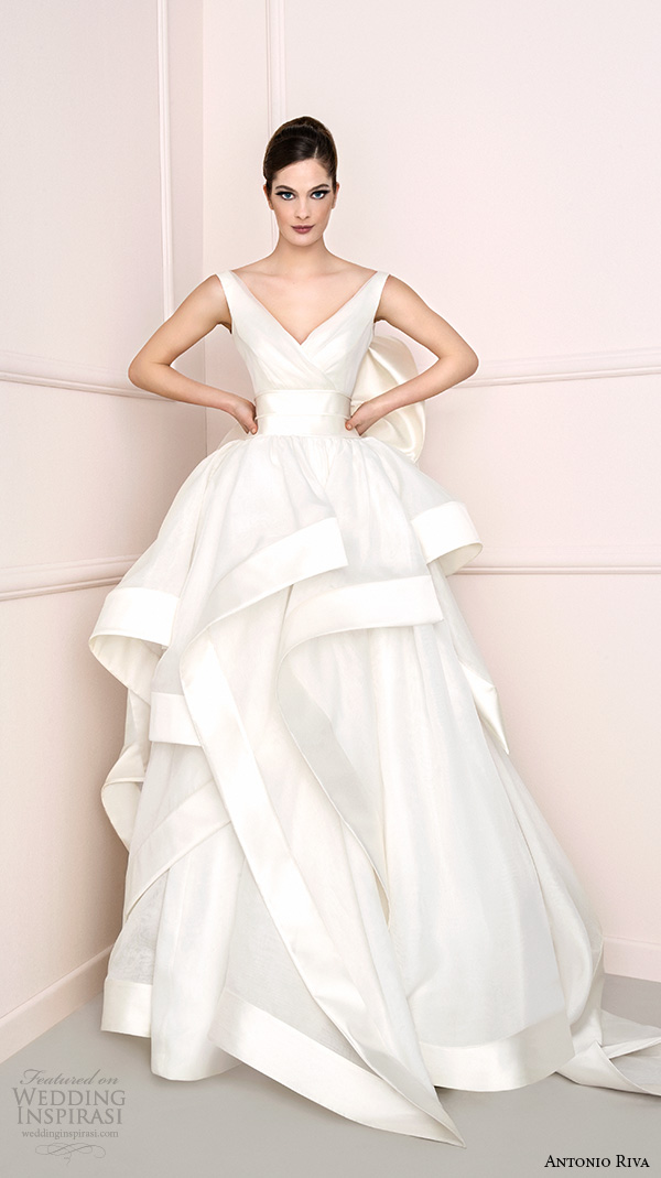 antonio riva 2016 bridal dresses v neck with strap tiered ball gown wedding dress kelly