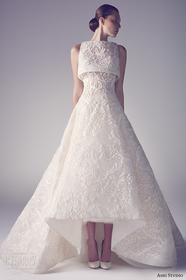 ashi studio couture 2015 sleeveless bateau neckline embroidery a line white wedding dress