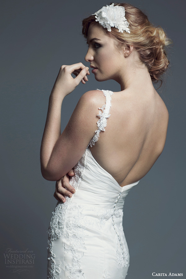 carita adams 2015 bridal embroidery strap sweetheart neckline trumpet a line wedding dress bella back view close up