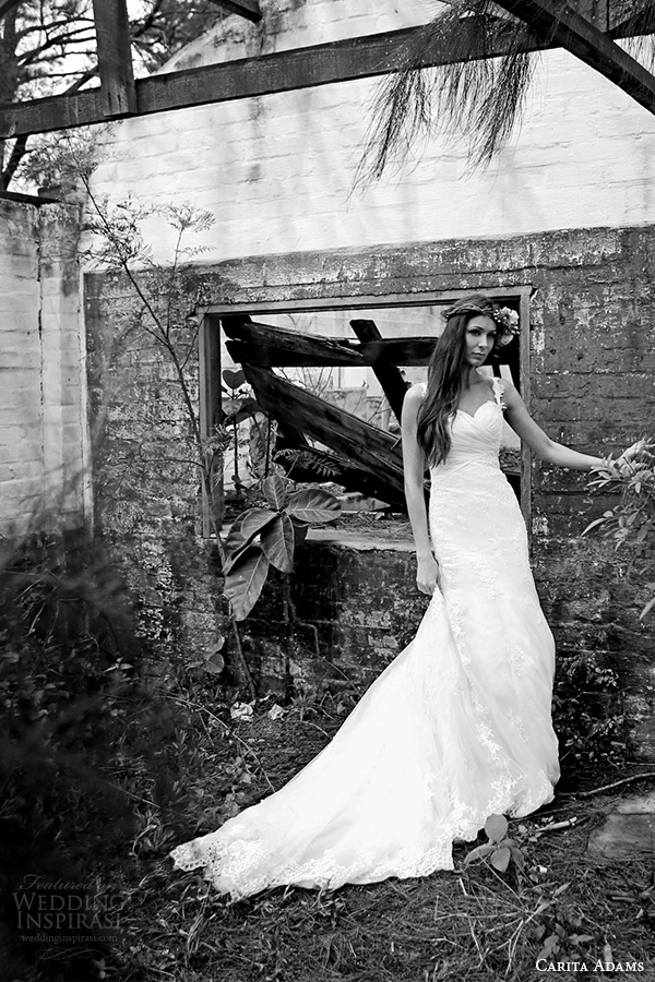 carita adams 2015 bridal embroidery strap sweetheart neckline trumpet a line wedding dress bella campaign