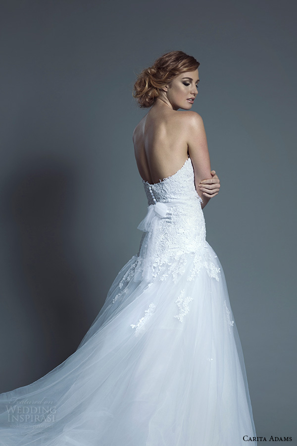 carita adams 2015 bridal strapless sweetheaert neckline embroidery lace bodice low hip a line wedding dress daniella back view