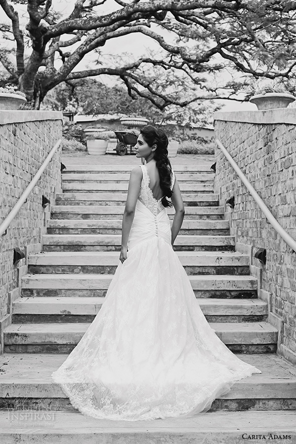 carita adams 2015 bridal v neckline modified a line wedding dress mikayla back view