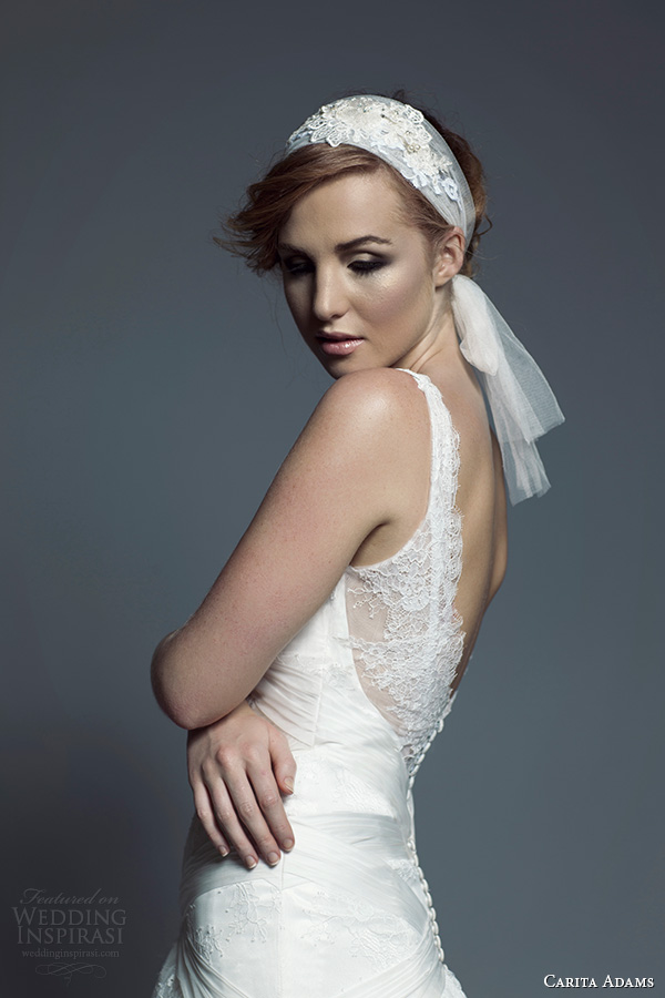 carita adams 2015 bridal v neckline modified a line wedding dress mikayla close up back view 2