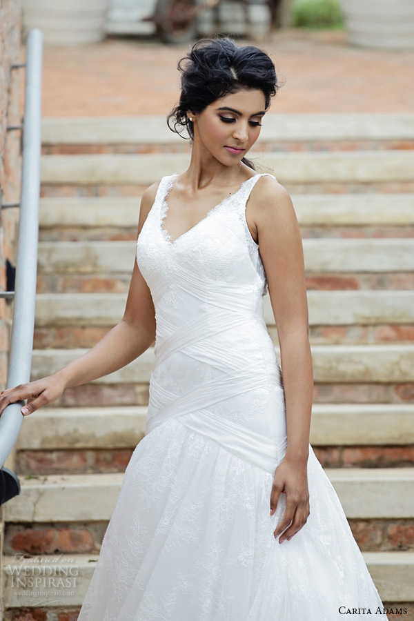 carita adams 2015 bridal v neckline modified a line wedding dress mikayla