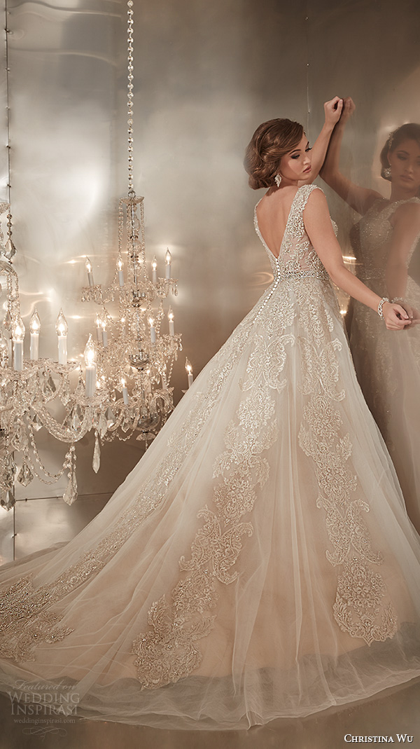 christina wu wedding dresses 2015 beaded straps jewel neckline beautiful a line wedding dress 15576 back