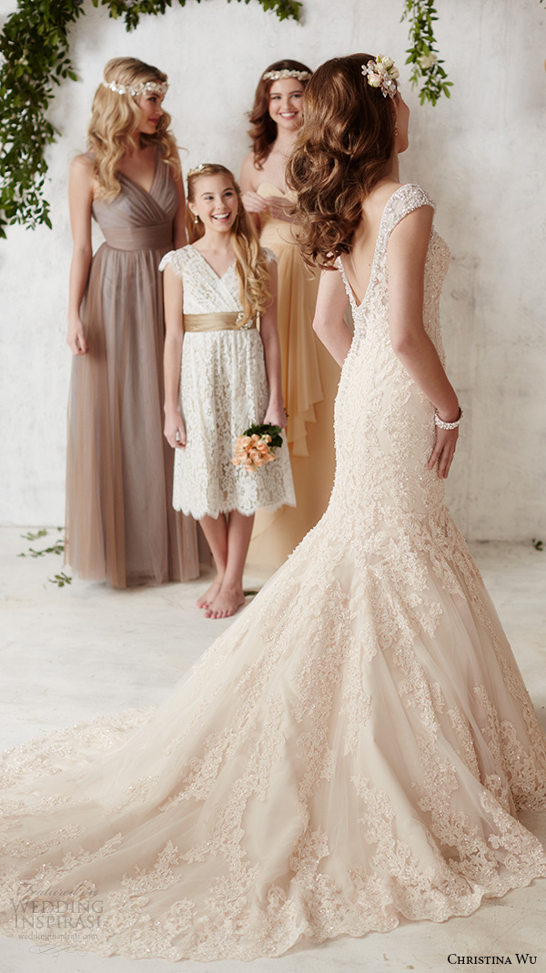 christina wu wedding dresses 2015 sleeveless v neckline lace embroidery beautiful mermaid wedding dress 15585 back view