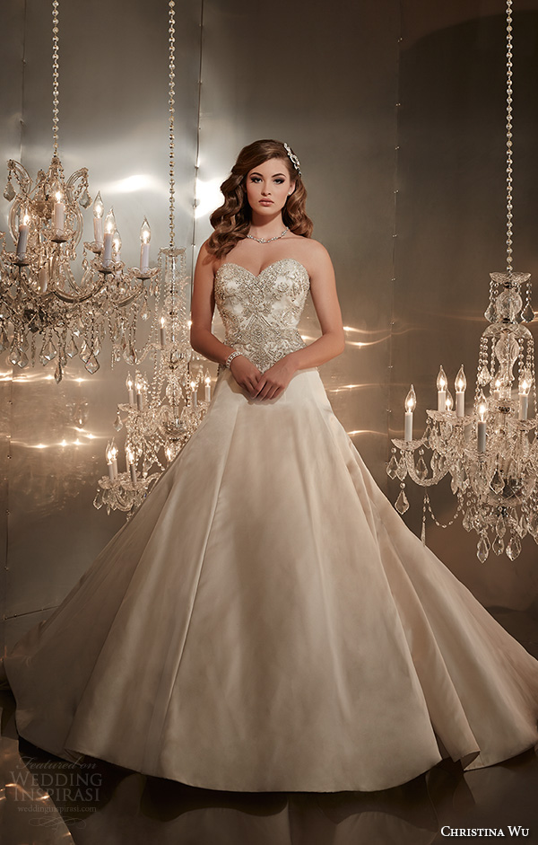 christina wu wedding dresses 2015 strapless sweetheart neckline beaded bodice elegant a line wedding dress 15567