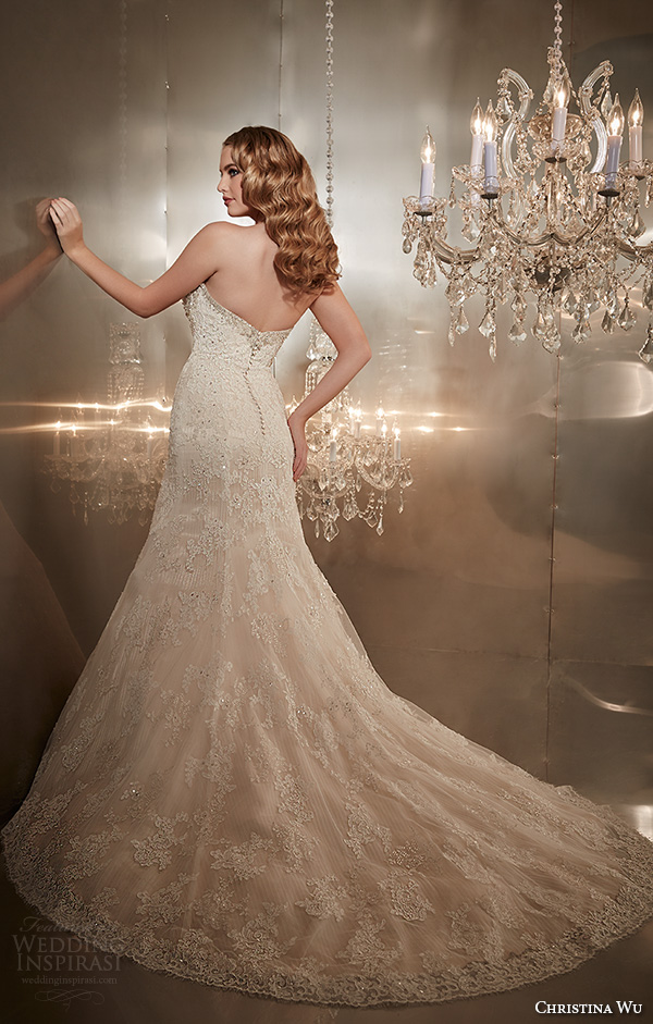 christina wu wedding dresses 2015 strapless sweetheart neckline beaded bodice gorgeous trumpet mermaid wedding dress 15565 back view