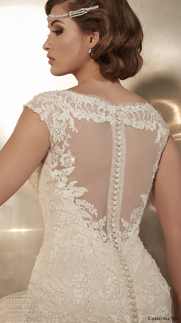 christina wu wedding dresses 2015 thick lace strap beaded bodice beautiful mermaid wedding dress 15568 back view zoom