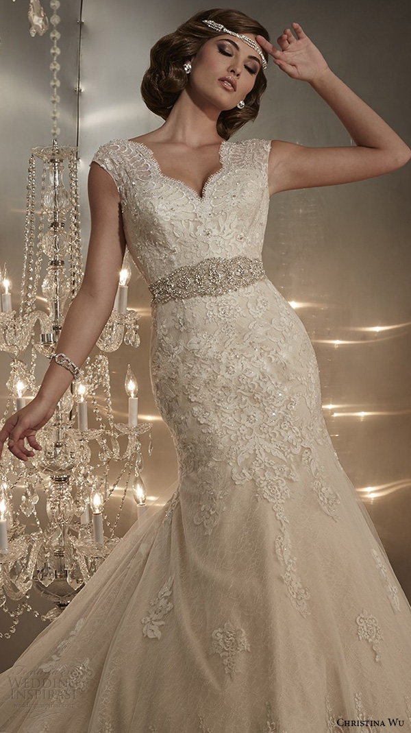 christina wu wedding dresses 2015 thick lace strap beaded bodice beautiful mermaid wedding dress 15568