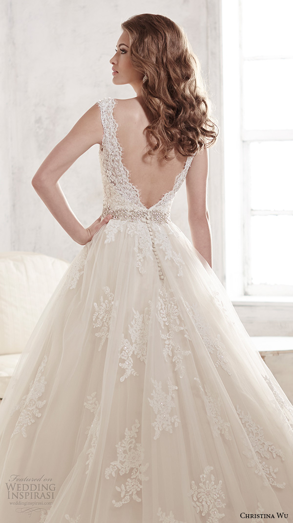 christina wu wedding dresses 2015 thick lace strap v neckline stunning a line wedding dress 15580 back view zoom