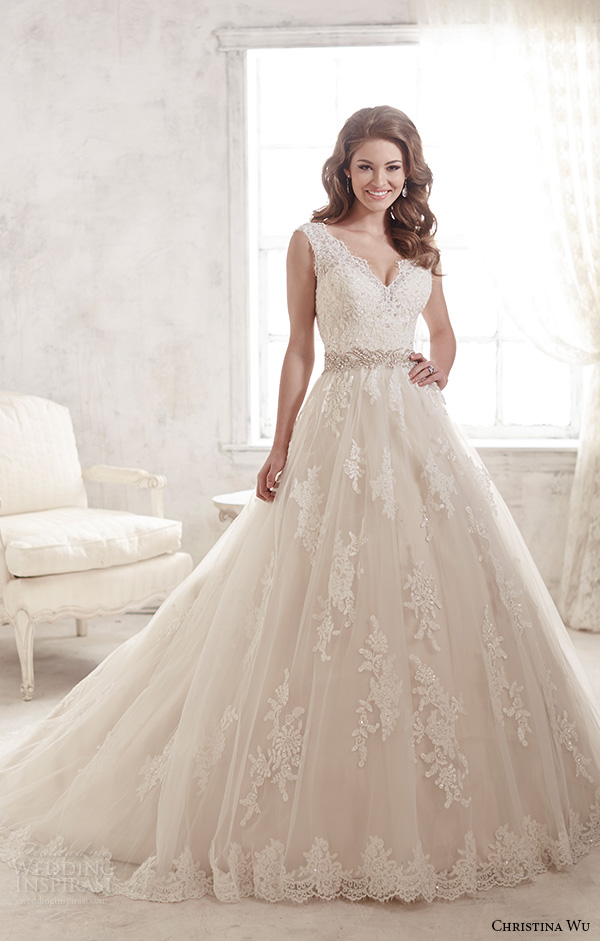christina wu wedding dresses 2015 thick lace strap v neckline stunning a line wedding dress 15580