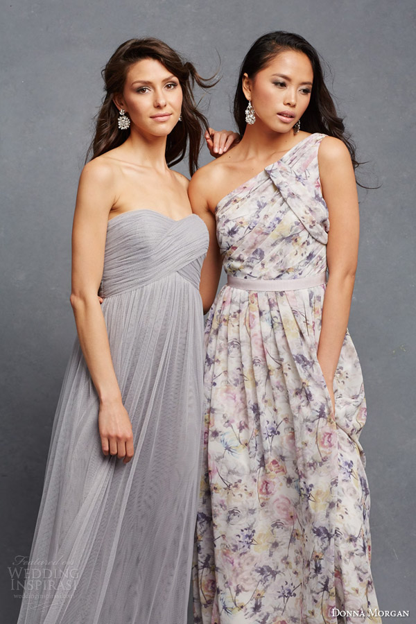 donna morgan bridesmaid dress multi color bridesmaids gowns strapless dove grey empire gown chloe one shoulder print dress