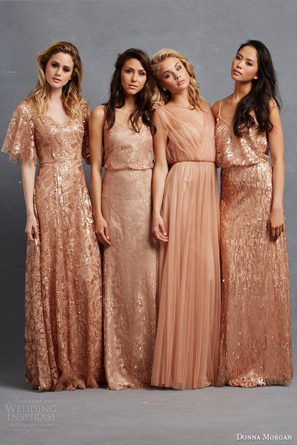 donna morgan bridesmaid dresses camilla natalya courtney emmy gowns flutter sleeves blouson sleeveless peach copper rose gold