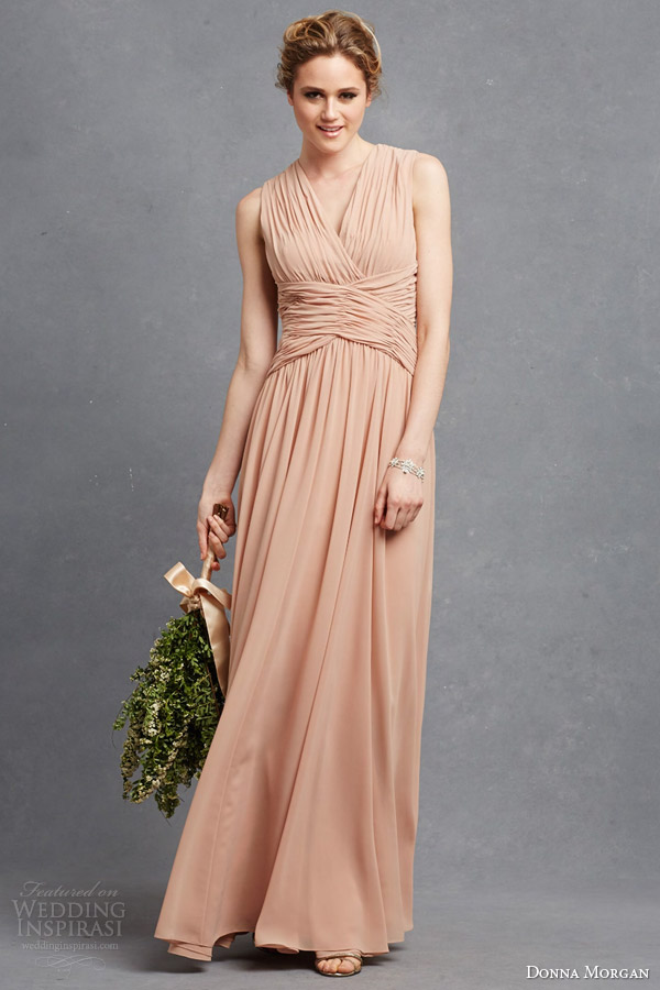 donna morgan paloma sleeveless draped bridesmaid gown