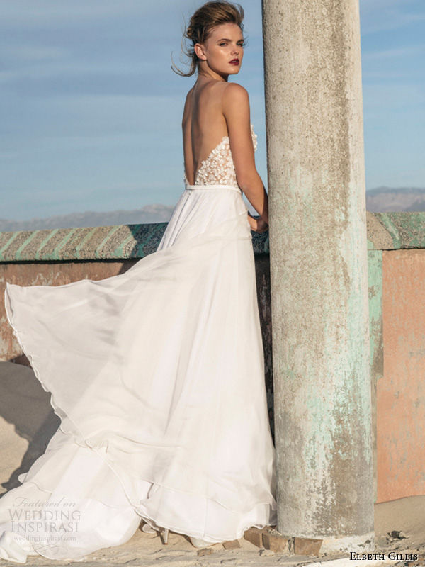 elbeth gillis 2016 bridal semi sweetheart neckline beaded bodice a line wedding dress kelly back view