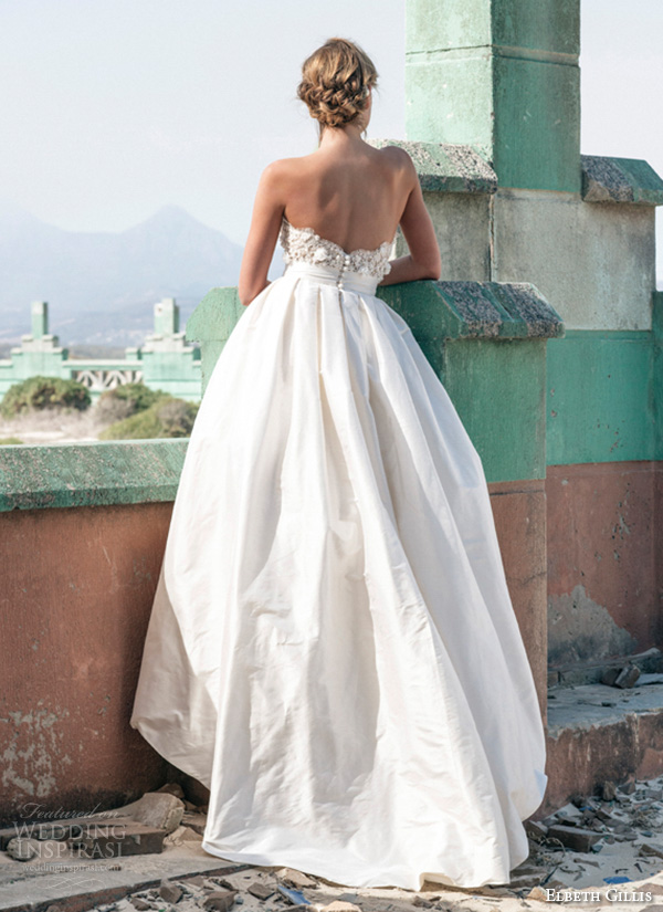 elbeth gillis 2016 bridal strapless sweetheart neckline a line ball gown wedding dress rose back view