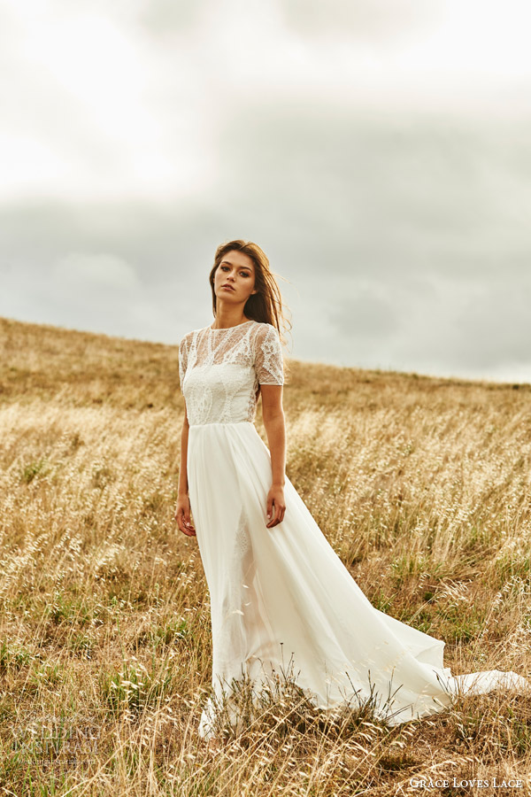 grace loves lace 2015 valentina illusion short sleeve wedding dress