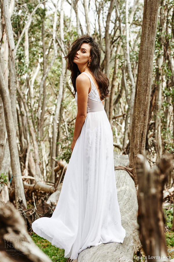 grace loves lace bridal 2015 bambi wedding dress sleeveless v neck a line embroidered skirt chiffon overlay