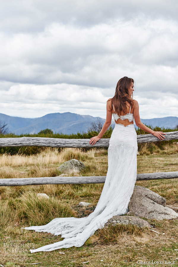 grace loves lace bridal 2015 cordelia sleeveless stretch french lace wedding dress batwing train keyhole back view